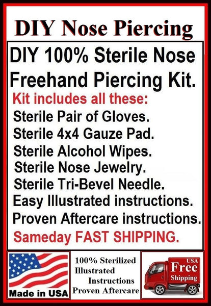 DIY Freehand Sterilized Nose Piercing Kit.