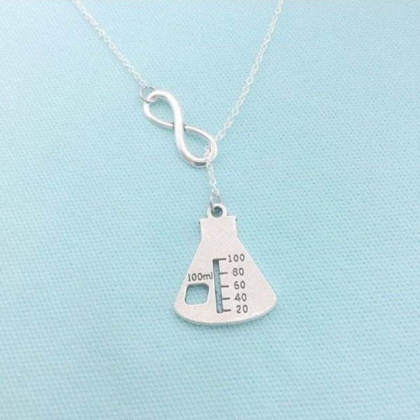 Medical Beaker Necklace Lariat Style. Medical Student Gift. xtcjewelry