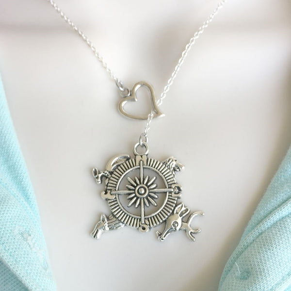 Compass Map (GOT) Silver Lariat Y Necklace.