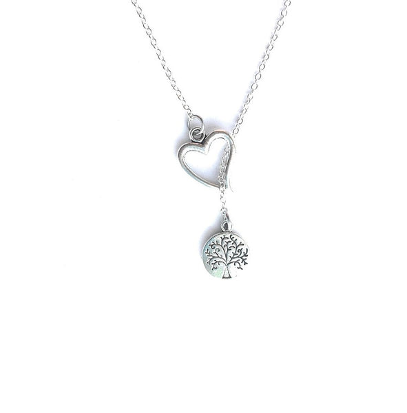 I Love Celtic Tree of Life Silver Lariat Y Necklace.