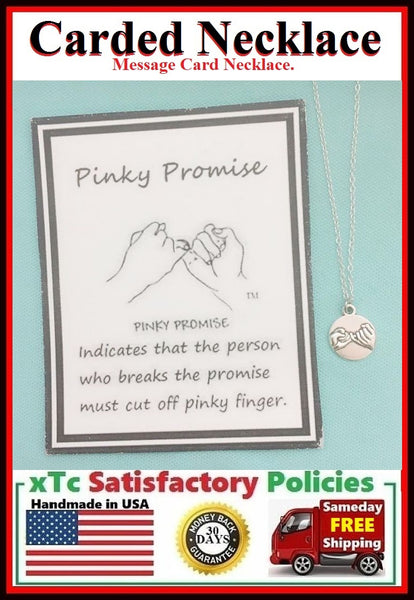(TWO) 2 PINKY PROMISE Charms Silver Necklaces.