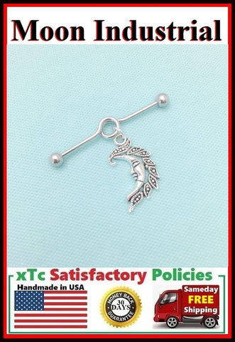 Beautiful Crescent Moon Charm Surgical Steel Industrial.