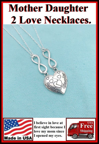 2 Mother n Daughter Love 4ever Charms Necklaces Set.