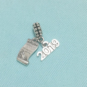 Diploma Open & 2019 Silver Bead For Charm Bracelets