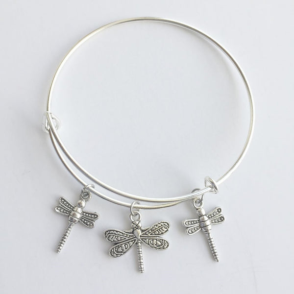 I Love Gilmore Girls; Dragonfly Silver Adjustable Bangle Bracelet.