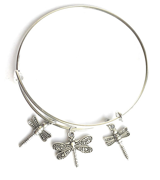 I Love Gilmore Girls; Dragonfly Silver Adjustable Bangle Bracelet.