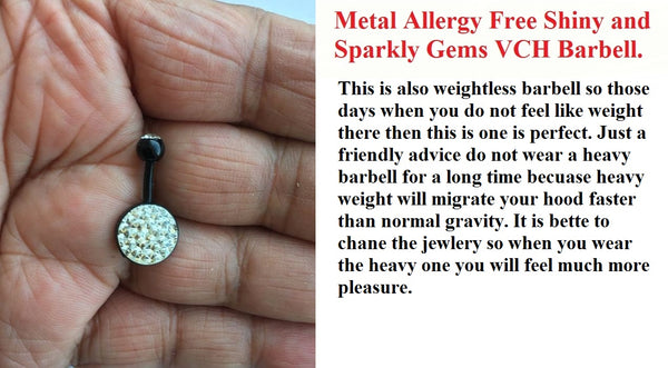 Sterilized 14g Metal Allergy Free Bioflex Shiny & Sparkly Gems VCH Barbell.