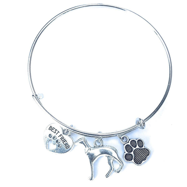 Greyhound My Best friend Adjustable Charms Silver Bangle Bracelet.