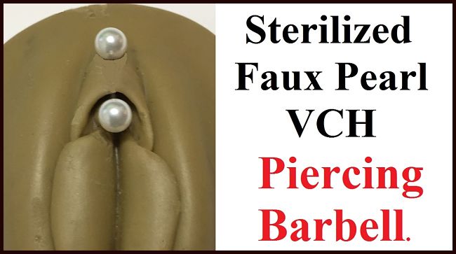 Sterilized Faux Pearl Balls Stainless Steel Barbell for Vertical Hood Piercing.