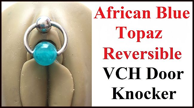 African Blue Topaz Reversible DOOR KNOCKER for Vertical Hood Piercing.