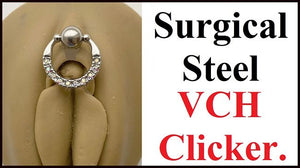Sterilized Surgical Steel 10 AB Gems VCH CLICKER 14g Barbell w Heavy Ball.