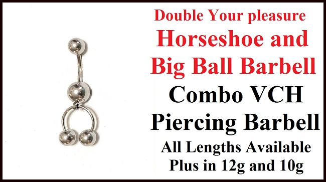 Double Your Pleasure Big Ball Barbell with Dangle Horseshoe Combo VCH Barbell.