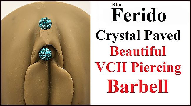 Ferido Crystal Paved Blue Color VCH Piercing Barbell.