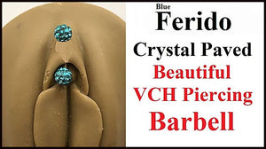 Ferido Crystal Paved Blue Color VCH Piercing Barbell.