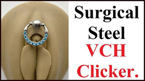 Sterilized Surgical Steel 10 Blue Gems VCH CLICKER 14g Barbell w Heavy Ball.
