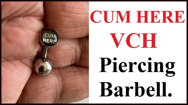 CUM HERE Logo VCH HEAVY BALL Piercing Barbell for EXTRA PRESSURE