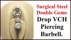 Sterilized Surgical Steel DOUBLE GEMS DROP VCH BARBELL.