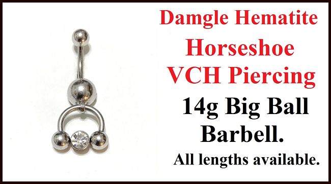 Dangle Gem Horseshoe Surgical Steel VCH Piercing Barbell.