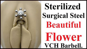 BEAUTIFUL FLOWER with HEAVY BALL Surgical Steel VCH Barbell for EXTRA PRESSURE.
