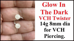 Glow in the Dark Balls 14g VCH Piercing TWISTER Sterilized Surgical Steel.
