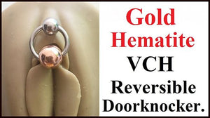 Gold Hematite Stone Reversible VCH Door Knocker with Heavy Ball for Extra Pressure.