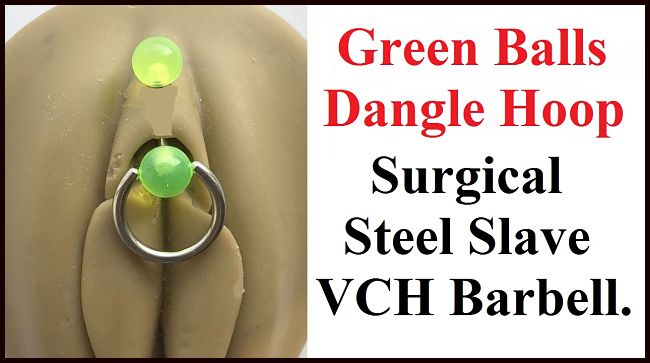 Surgical Steel Green Balls Dangle Hoop Reversible Door Knocker VCH Piercing Barbell.