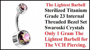 THE LIGHTEST Only 1 Gram Sterilized Titanium INTERNALLY THREADED VCH Barbell.