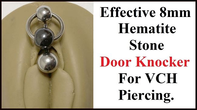 EFFECTIVE 8 mm Hematite Stone Door Knocker Barbell for 14g VCH Piercing.