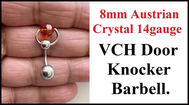 Indian Red Austrian Crystal Door Knocker VCH Piercing Barbell.