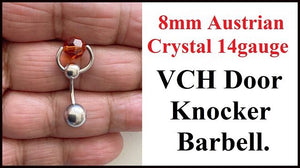 Indian Red Austrian Crystal Door Knocker VCH Piercing Barbell.