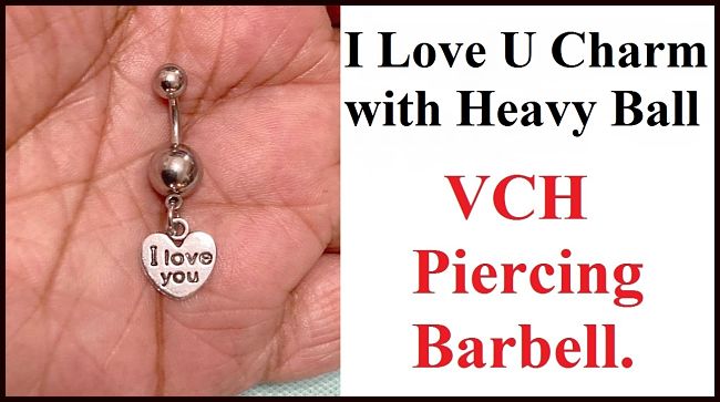 I Love You Surgical Steel with Heavy Balls VCH Piercing Barbell.