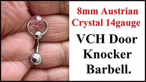 Lilac Austrian Crystal Door Knocker VCH Piercing Barbell.