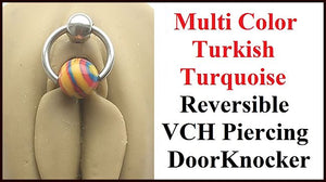 Multi Color Turkey Turquoise Reversible DOOR KNOCKER for Vertical Hood Piercing.