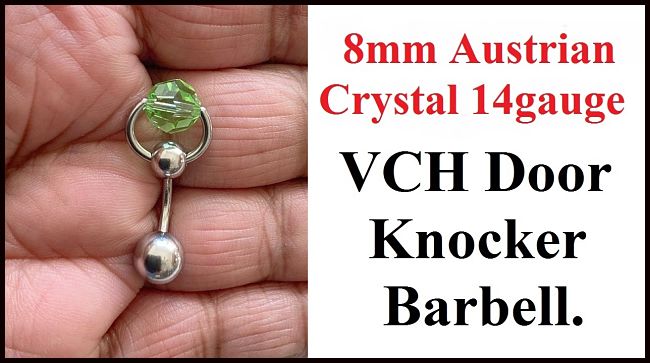 Peridot Austrian Crystal Door Knocker VCH Piercing Barbell.