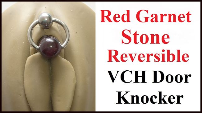 Dark Red Garnet DOOR KNOCKER for Vertical Hood Piercing.