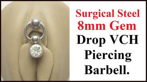 Sterilized Surgical Steel 8 mm GEM DROP VCH BARBELL.