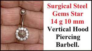 Sterilized Surgical Steel czs STAR 14 gauge VCH Barbell.