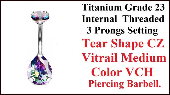 Titanium Grade 23 INTERNALLY THREADED VM 10mm Teardrop VCH Barbell.