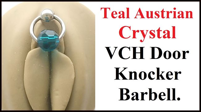 Teal Austrian Crystal Door Knocker VCH Piercing Barbell.
