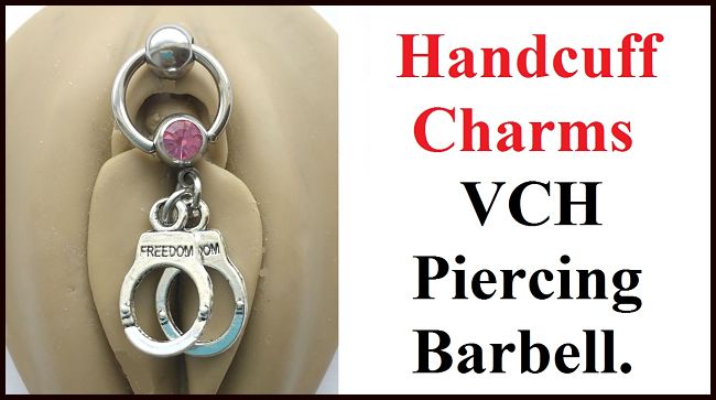 PAIR HANDCUFF Charms VCH Piercing Barbell.