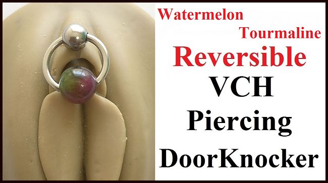 Watermelon Tourmaline Reversible Door Knocker VCH Piercing Barbell.