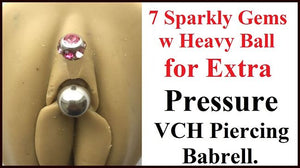 PINK 7 Gems SPARKLY VCH HEAVY BALL Piercing Barbell for EXTRA PRESSURE
