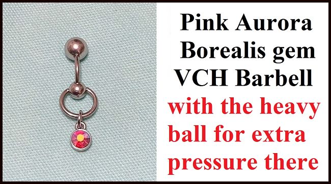 Pink Aurora Borealis Drop VCH Barbell with Heavy Ball for Extra Pressure.