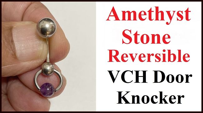 6mm Amethyst Stone Door Knocker VCH Piercing Barbell.