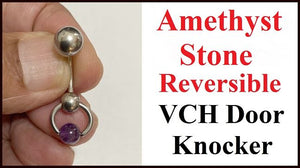 6mm Amethyst Stone Door Knocker VCH Piercing Barbell.