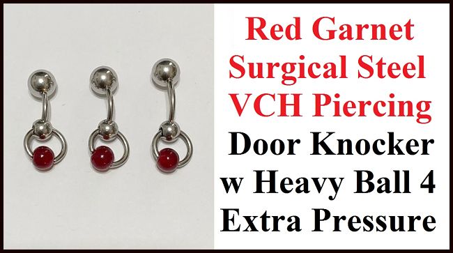 6mm Red Garnet Reversible Door Knocker VCH Piercing Barbell.