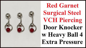 6mm Red Garnet Reversible Door Knocker VCH Piercing Barbell.