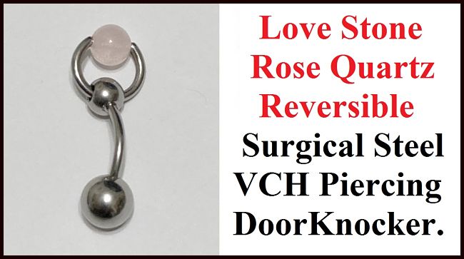 6mm Love Stone Rose Quartz Door Knocker VCH Piercing Barbell.