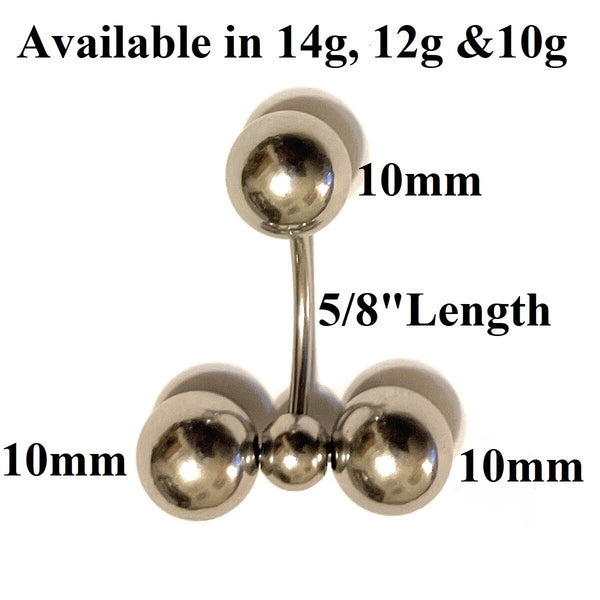 STERILIZED Surgical Steel 14g to 10g 5/8" 3X10mm Balls PA ROLLER BALLS Barbells.