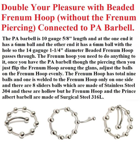 Double ur Pleasure, ADD BEADED FRENUM (Without Piercing) to PA 10g 5/8" Barbell.